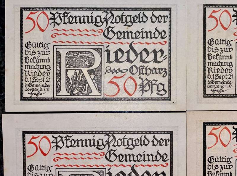 GERMANY FULL SET - RIEDER 50 PFENNIG 1921 - UNC-AUNC NOTGELD (EMERGENCY MONEY) - AMAZING ART