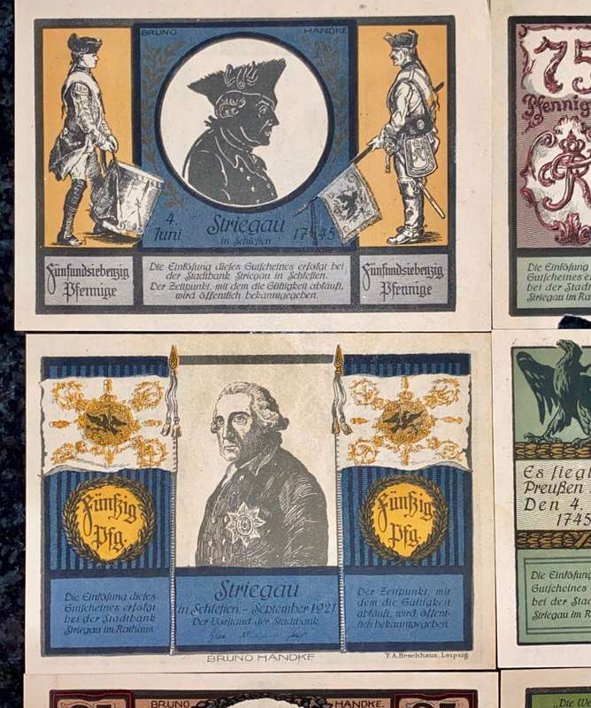 GERMANY SETS - STRIEGAU 75PF, 50PF & 25 PFENNIG 1921 - UNC-AUNC NOTGELD (EMERGENCY MONEY)AMAZING ART