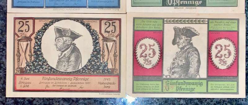 GERMANY SETS - STRIEGAU 75PF, 50PF & 25 PFENNIG 1921 - UNC-AUNC NOTGELD (EMERGENCY MONEY)AMAZING ART