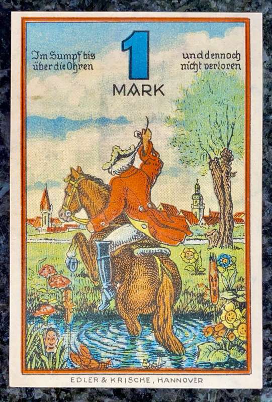 GERMANY - RINTLELN 1 MARK 1920 - UNC NOTGELD (EMERGENCY MONEY) AMAZING ART