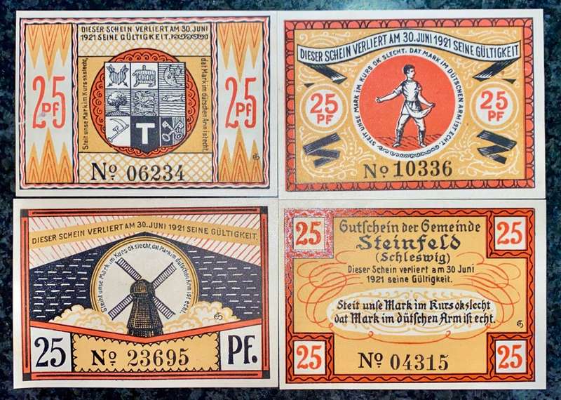 GERMANY SET - STEINFELD 25 PFENNING 1920 - UNC NOTGELD (EMERGENCY MONEY) - AMAZING ART -