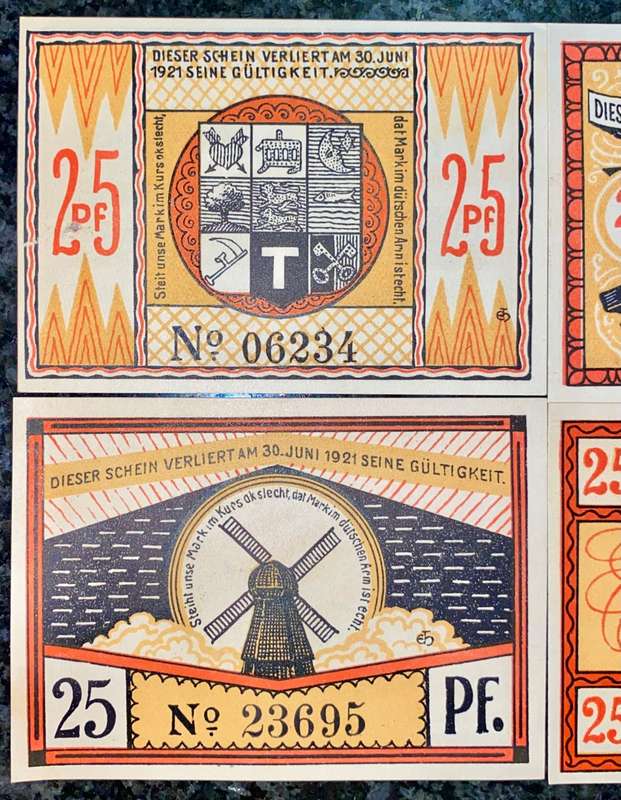 GERMANY SET - STEINFELD 25 PFENNING 1920 - UNC NOTGELD (EMERGENCY MONEY) - AMAZING ART -