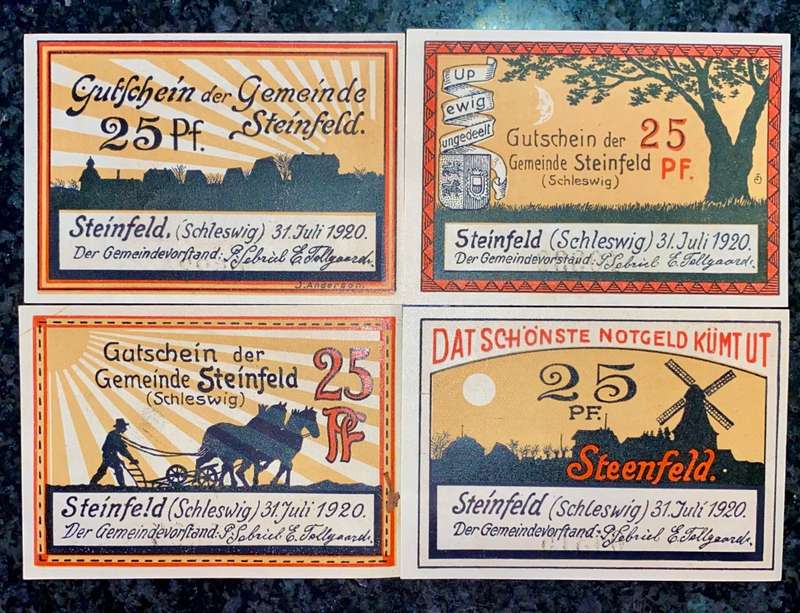 GERMANY SET - STEINFELD 25 PFENNING 1920 - UNC NOTGELD (EMERGENCY MONEY) - AMAZING ART -
