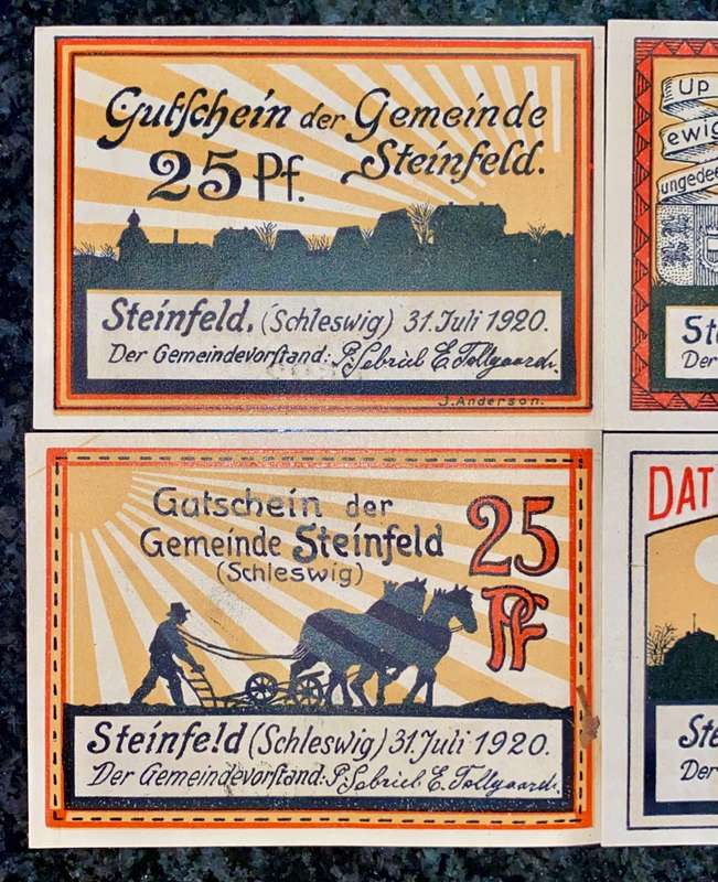 GERMANY SET - STEINFELD 25 PFENNING 1920 - UNC NOTGELD (EMERGENCY MONEY) - AMAZING ART -