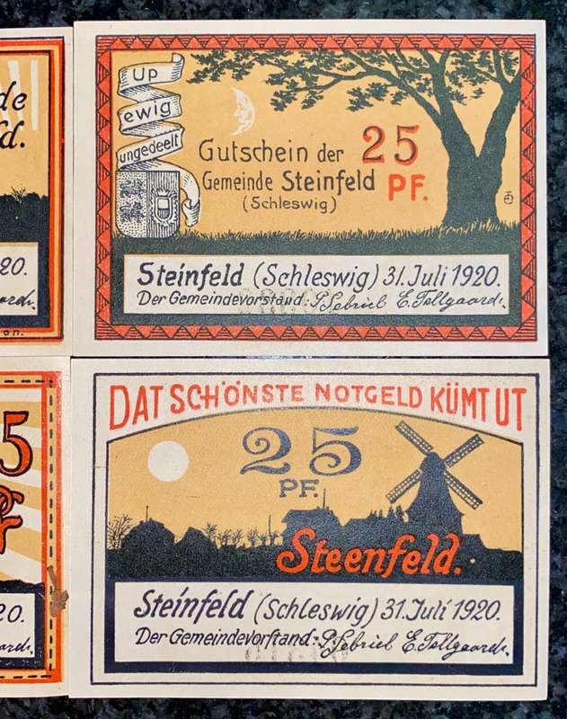 GERMANY SET - STEINFELD 25 PFENNING 1920 - UNC NOTGELD (EMERGENCY MONEY) - AMAZING ART -