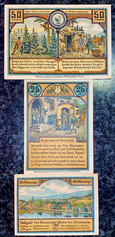 GERMANY SET - RODA 50 PFENNIG, 25 PF & 20 PFENNIG 1921 - UNC NOTGELD (EMERGENCY MONEY) - AMAZING ART