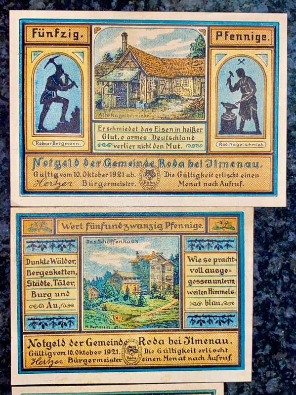 GERMANY SET - RODA 50 PFENNIG, 25 PF & 20 PFENNIG 1921 - UNC NOTGELD (EMERGENCY MONEY) - AMAZING ART