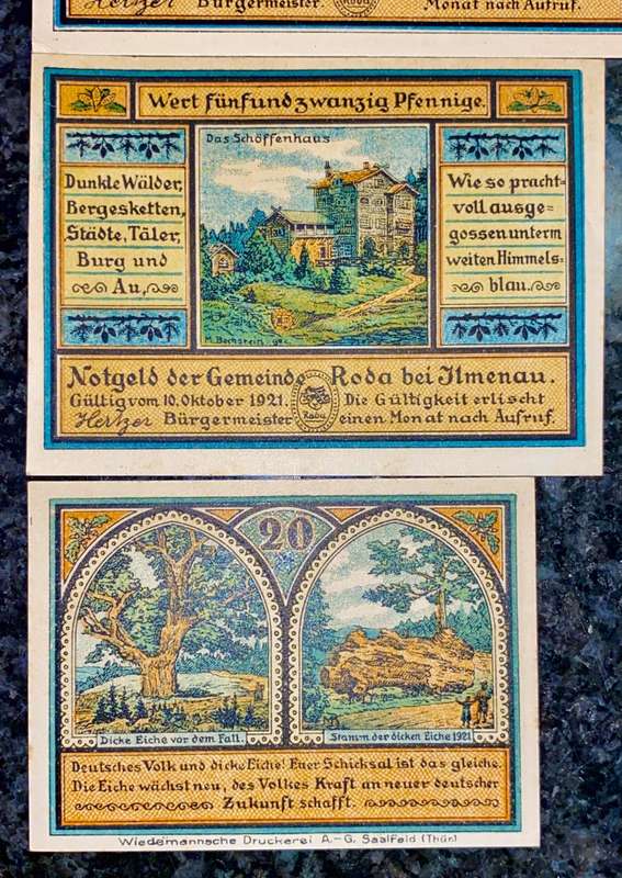 GERMANY SET - RODA 50 PFENNIG, 25 PF & 20 PFENNIG 1921 - UNC NOTGELD (EMERGENCY MONEY) - AMAZING ART