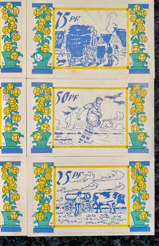 GERMANY 2 SETS EEKHOLT 75 PFENNIG 50 PF, 25 PFENNIG 1921 - UNC NOTGELD(EMERGENCY MONEY) AMAZING ART