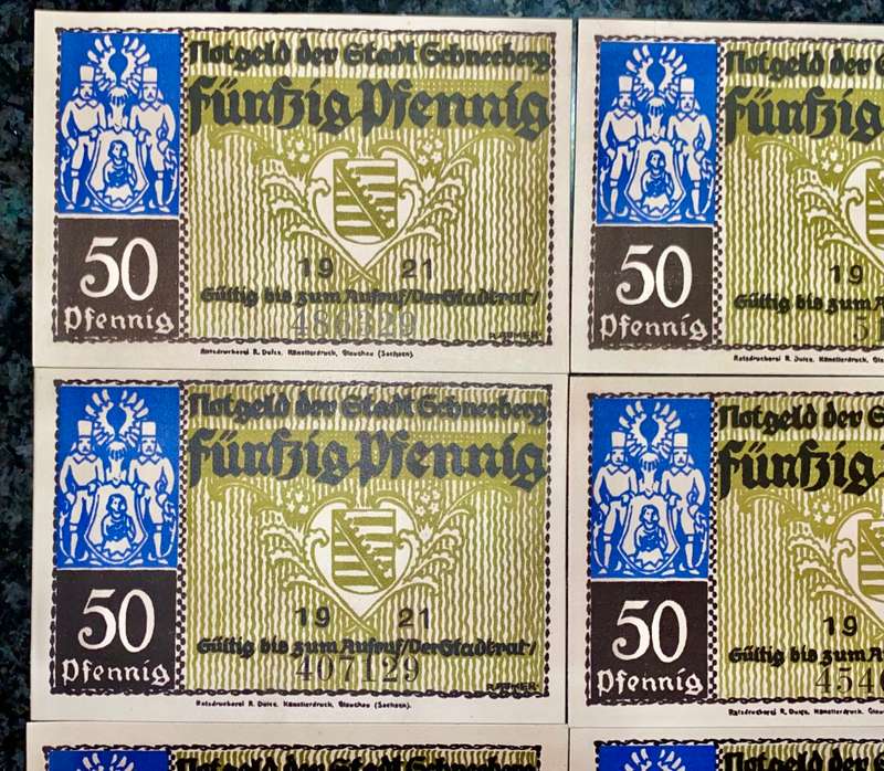 GERMANY SET GEHNEEBERG 50 PFENNIG 1921 - UNC NOTGELD (EMERGENCY MONEY) AMAZING ART