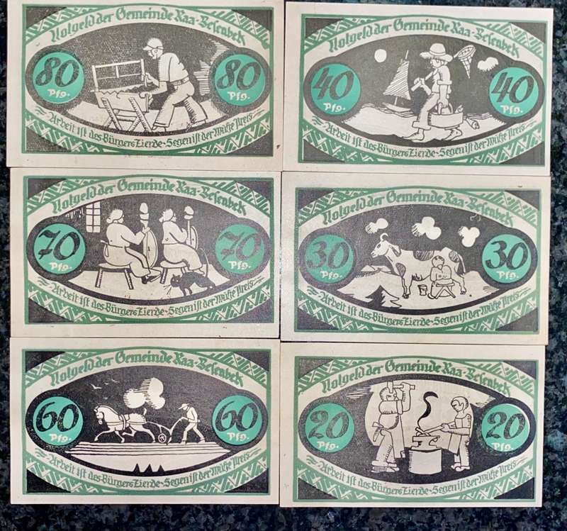 GERMANY SET BESENBECK 80PF,70PF,60PF,40PF,30PF,20PF 1921 - UNC NOTGELD (EMERGENCY MONEY) AMAZING ART