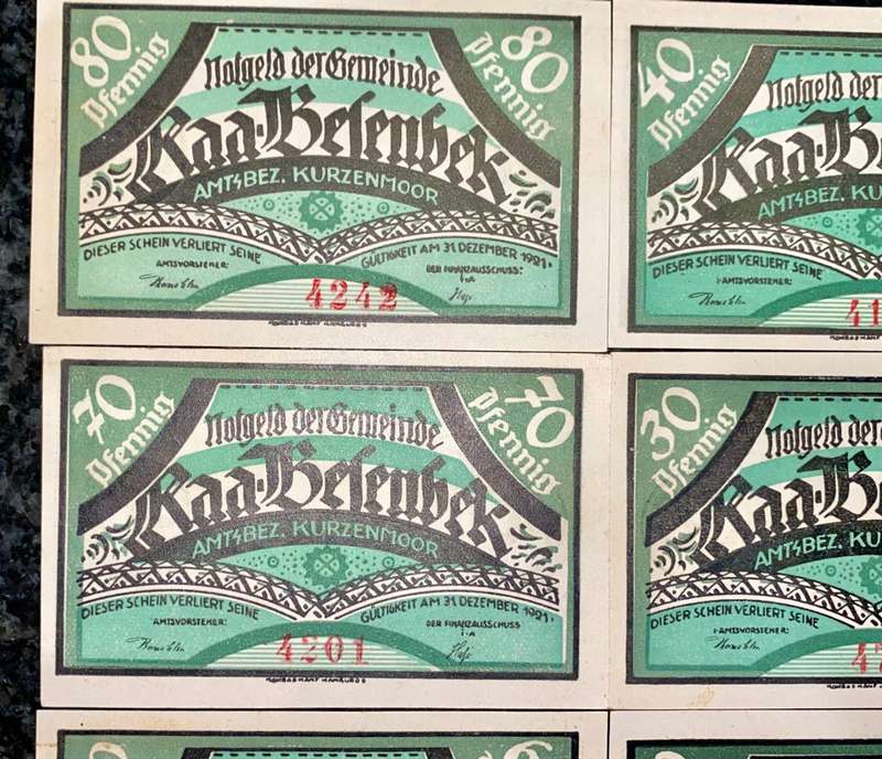 GERMANY SET BESENBECK 80PF,70PF,60PF,40PF,30PF,20PF 1921 - UNC NOTGELD (EMERGENCY MONEY) AMAZING ART