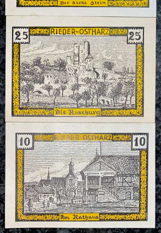GERMANY SET RIEDER 75 PFENNIG, 50PF, 25PF & 10PF 1921 - UNC NOTGELD (EMERGENCY MONEY) - AMAZING ART