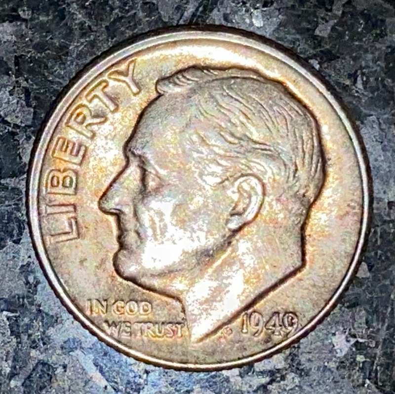 U S A SILVER MERCURY 1 DIME - 10 CENT 1949 - PHILADELPHIA MINT - SILVER ,900