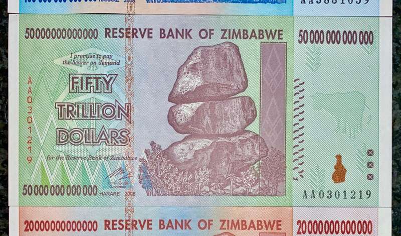 ZIMBABWE FULL SET TRILLION DOLLARS + REPLACEMENT 20 TRILLION ZA 100 TRILLION TO 10 TRILLION 2008 UNC