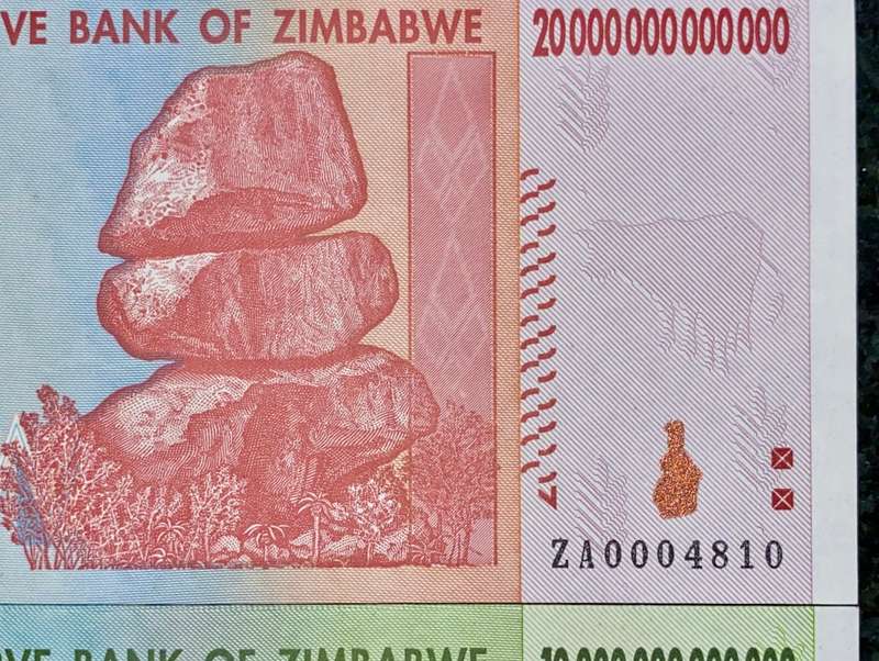 ZIMBABWE FULL SET TRILLION DOLLARS + REPLACEMENT 20 TRILLION ZA 100 TRILLION TO 10 TRILLION 2008 UNC