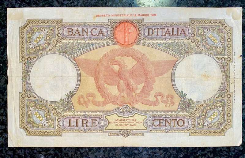 ITALY 100 LIRE 5TH OCTOBER 1931 BIG NOTE O311