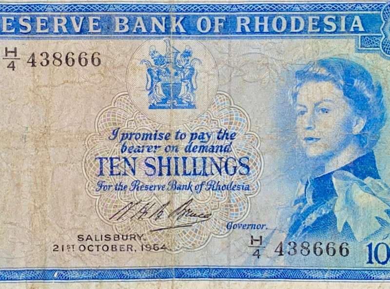 RHODESIA 10 SHILLINGS 21ST OCTOBER 1964 - CJ RHODES WTM - H4