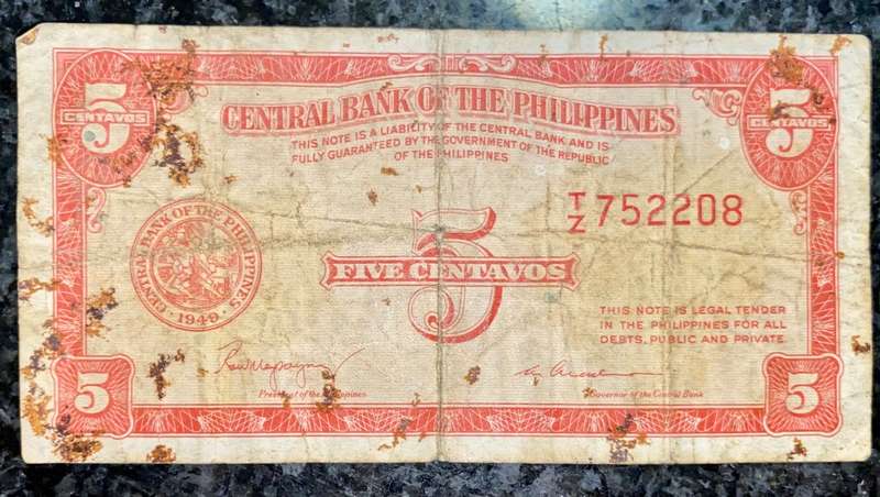 PHILIPPINES 5 CENTAVOS 1949
