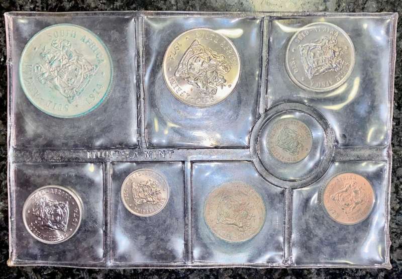 S A MINT UNCIRCULATED SET --1974 -- SILVER R1 TO 1/2 CENT 50TH ANNIVERSARY SA MINT -SEALED FROM MINT