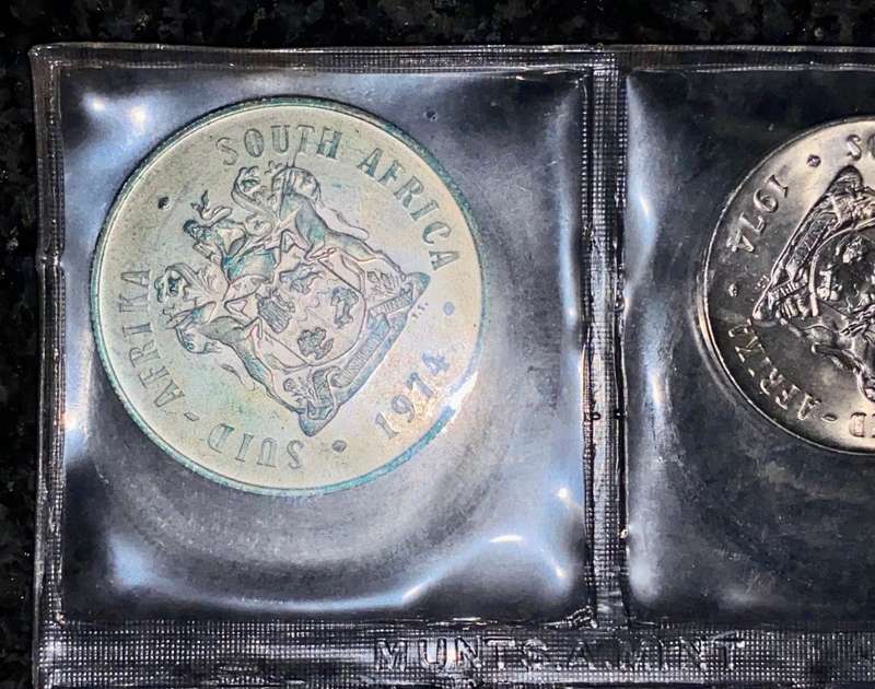 S A MINT UNCIRCULATED SET --1974 -- SILVER R1 TO 1/2 CENT 50TH ANNIVERSARY SA MINT -SEALED FROM MINT