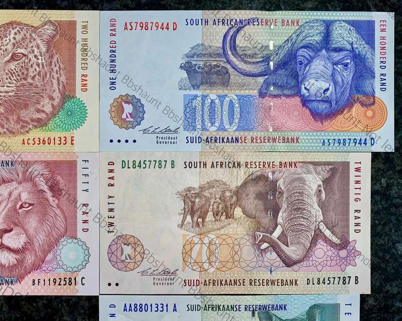 COMPLETE SET OF CL STALS & DECIMALS R200 TO R10 SECOND ISSUE 1994 UNC (1 BID TAKES ALL)