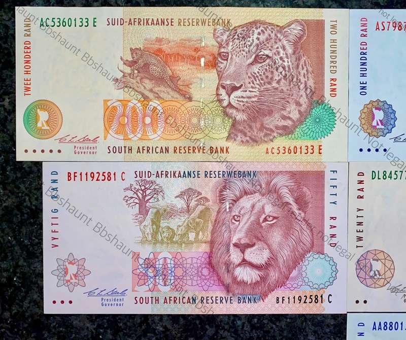 COMPLETE SET OF CL STALS & DECIMALS R200 TO R10 SECOND ISSUE 1994 UNC (1 BID TAKES ALL)