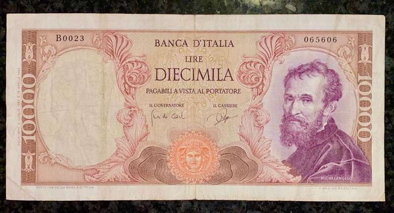 ITALY 10,000 LIRE 1962 MICHELANGELO