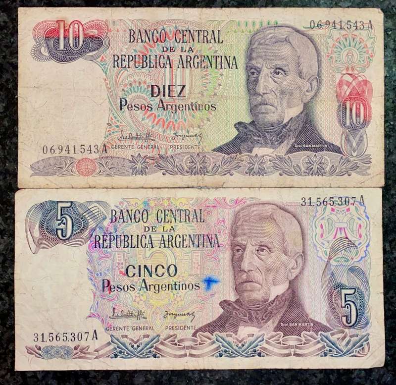 ARGENTINA SET 10 PESOS & 5 PESO (1 BID TAKES ALL)