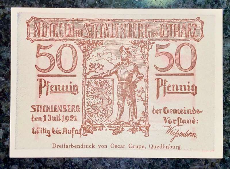 GERMANY 50 PFENNIG - STICKLENBERG - 1921 ND UNC NOTGELD (EMERGENCY MONEY) - AMAZING ART