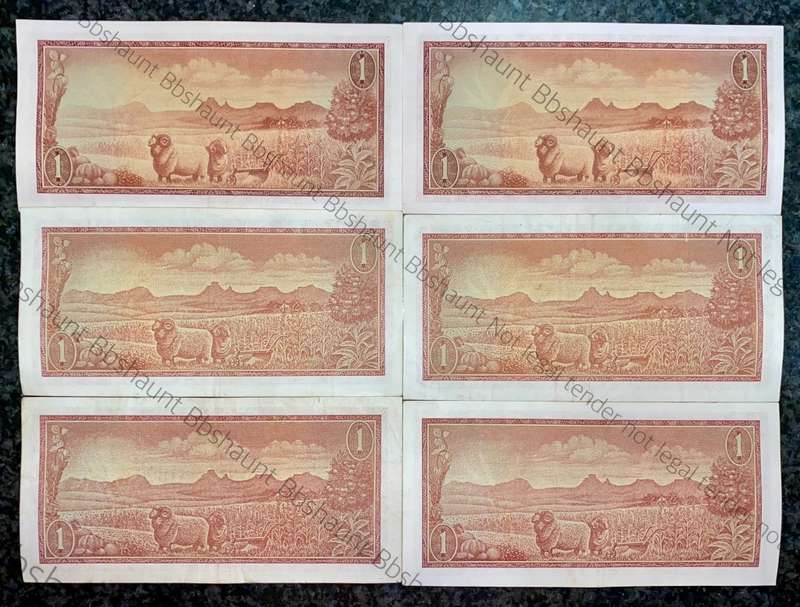 TW DE JONGH R1 - A SERIES SPRINGBUCK WTM UNC -AUNC ( 1 BID TAKES ALL 6 NOTES)