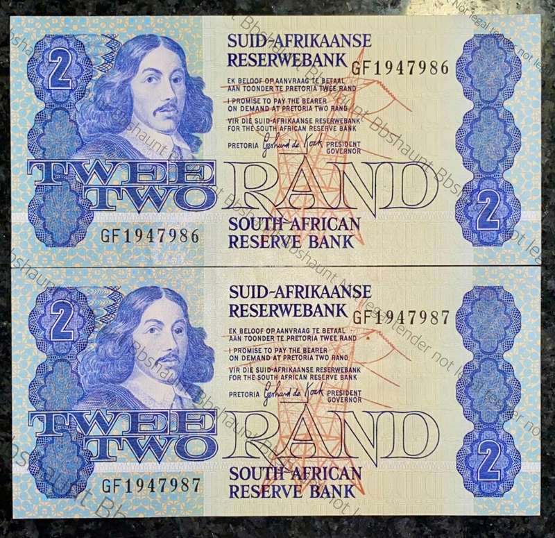 GPC DE KOCK R2 IN SEQUENCE GF1947987-986 UNC 3RD ISSUE 1984(1 BID TAKES ALL)