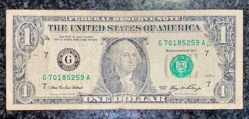 U S A 1 DOLLAR CHICAGO FEDERAL RESERVE 2008
