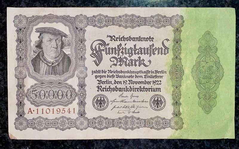 GERMANY 50,000 MARK A 1922 LARGE NOTE