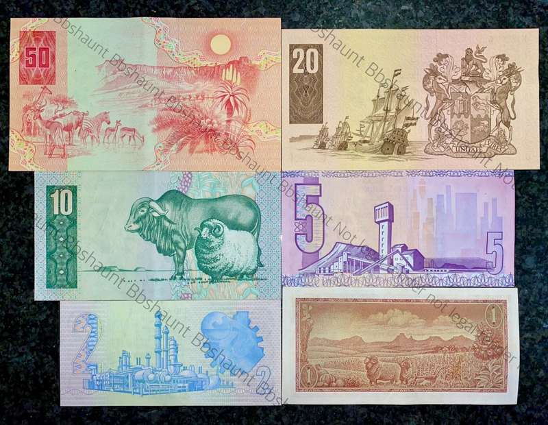COMPLETE SET OF GPC DE KOCK & DECIMALS R50 TO R2 - 1980s UNC-EF (R1A TW DE JONGH 1975(1 BID TAKES AL