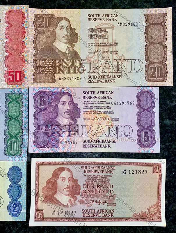 COMPLETE SET OF CL STALS & DECIMALS R50 TO R2 - 1ST ISSUE UNC-EF (R1A TW DE JONGH (1 BID TAKES ALL)