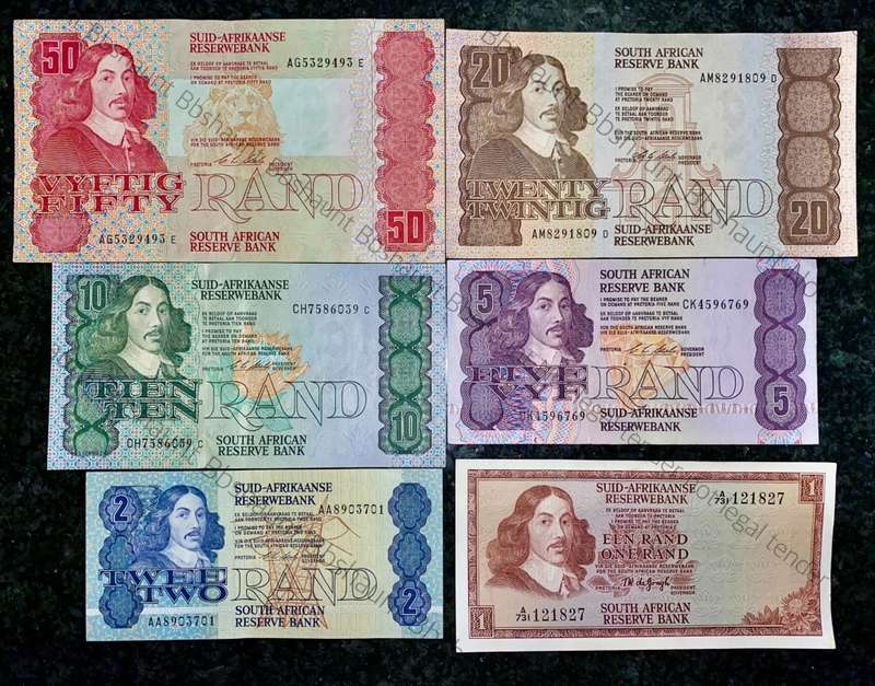 COMPLETE SET OF CL STALS & DECIMALS R50 TO R2 - 1ST ISSUE UNC-EF (R1A TW DE JONGH (1 BID TAKES ALL)