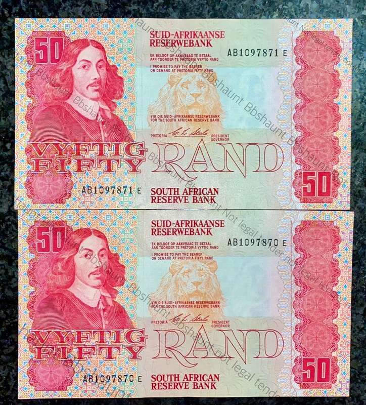 CL STALS R50 IN SEQUENCE AB10978771-870 AUNC 1ST ISSUE A/E 1990(1 BID TAKES ALL)