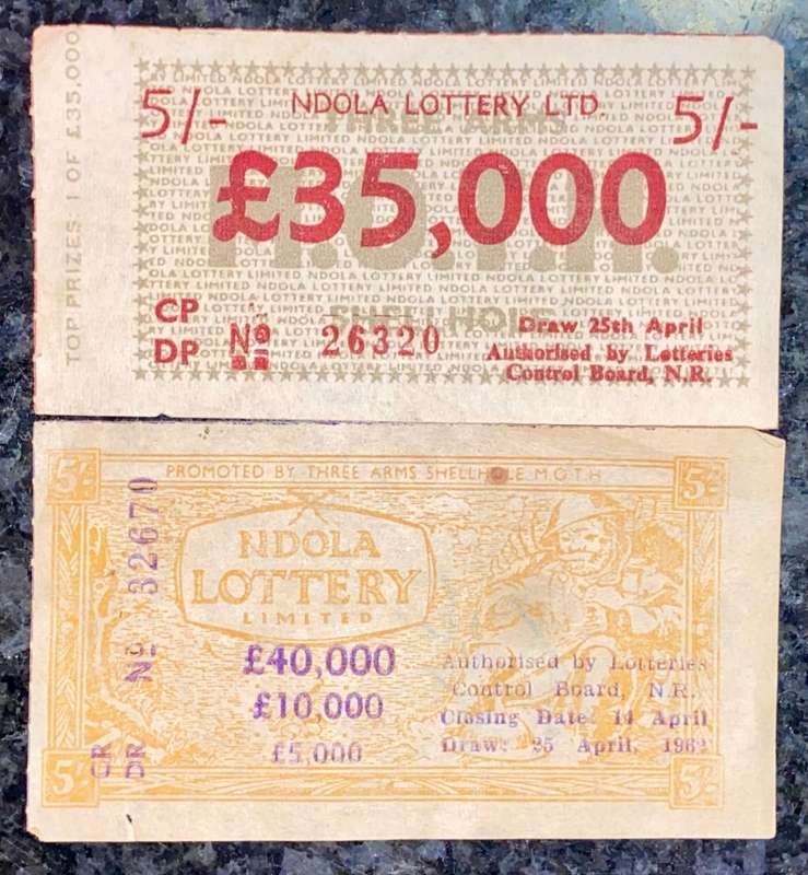 RHODESIA NDOLA LOTTERY TICKETS 1962 (1 BID TAKES ALL)