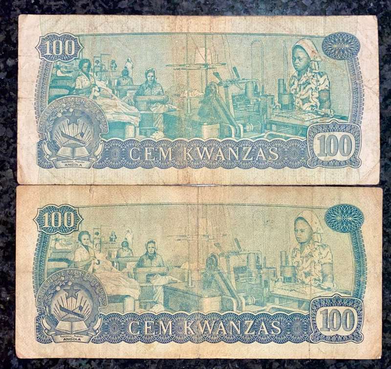 ANGOLA 10 KWACHA TWO DIFFERENT SIGNATURES 1979 AUGUST & NOVEMBER (1 BID TAKES ALL)