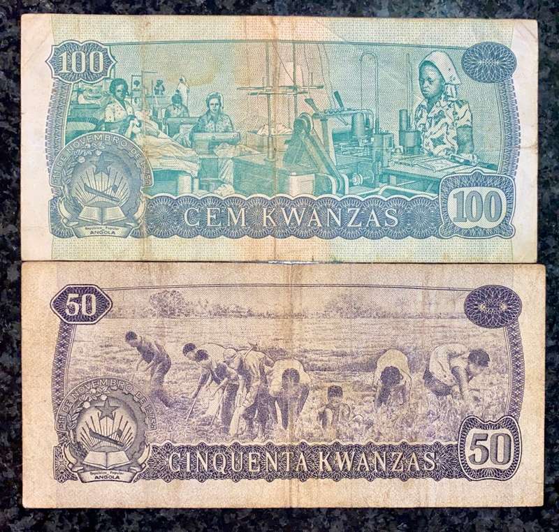 ANGOLA SET 100 KWANZA 1976 & 50 KWANZA 1979 (1 BID TAKES ALL)