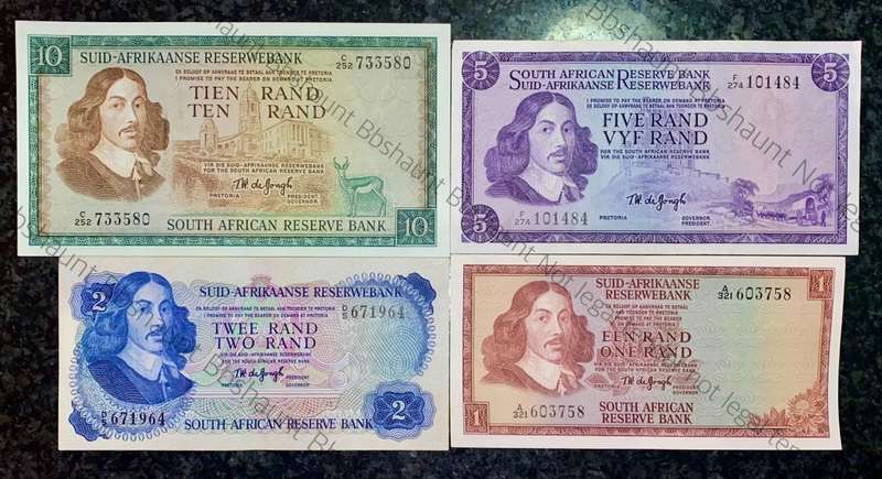 COMPLETE SET OF TW DE JONGH & DECIMALS R10 TO R1 UNC-AUNC MOSTLY SPRINGBUCK WTM 1967-1974