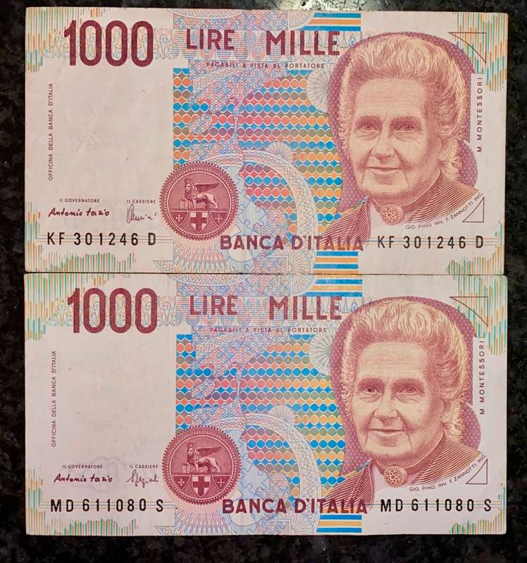 ITALY 1000 LIRE 1982 TWO DIFFERENT SIGNATURES (1 BID TAKES ALL)