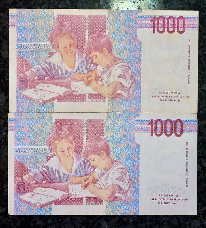 ITALY 1000 LIRE 1982 TWO DIFFERENT SIGNATURES (1 BID TAKES ALL)