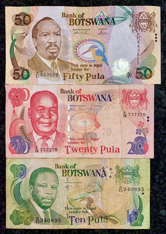 BOTSWANA SET 50 PULA 2000 - 20 PULA 1999 & 10 PULA 2007 ND(1 BID TAKES ALL)