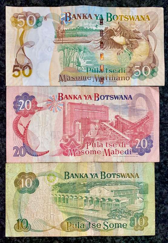 BOTSWANA SET 50 PULA 2000 - 20 PULA 1999 & 10 PULA 2007 ND(1 BID TAKES ALL)