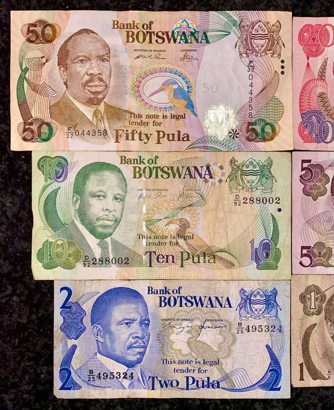 BOTSWANA SET 50 PULA - 20 PULA - 10 PULA - 5 PULA - 2 PULA & 1 PULA 2000-2010 ND(1 BID TAKES ALL)