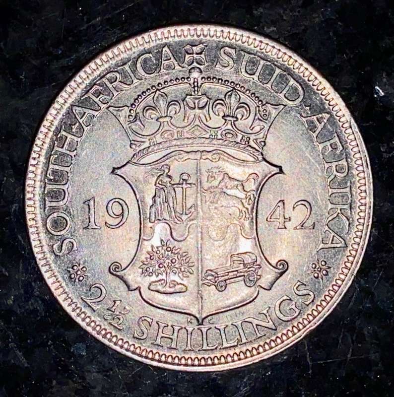S A UNION SILVER 2 1/2 SHILLINGS 1942 GOOD CONDITION