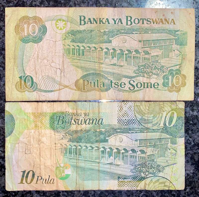 BOTSWANA 10 PULA TWO DIFFERENT NOTES(1 BID TAKES ALL)