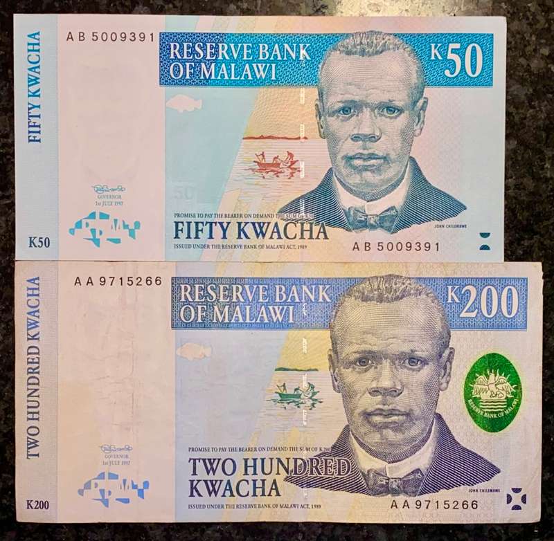 MALAW SET 200 KWACHA AA & 50 KWACHA 1997 (1 BID TAKES ALL)